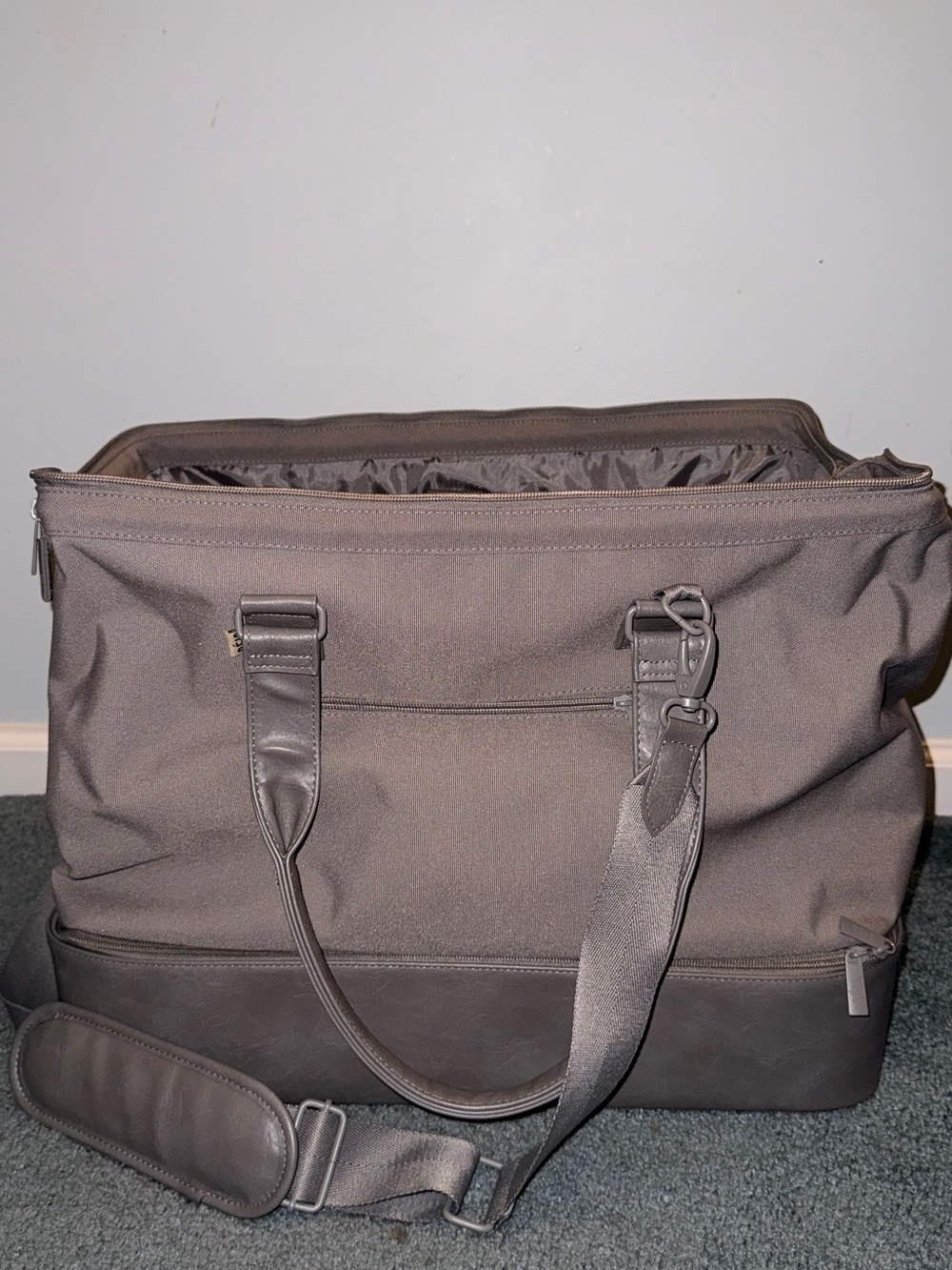 BEIS Gray Weekender Travel Bag with Detachable Strap